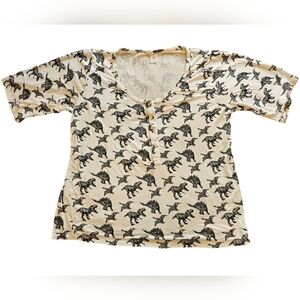 Kate Quinn Women's Dinosaur Bamboo Short Sleeve Top L